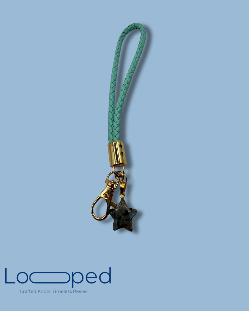 Mint Star Leather Keychain
