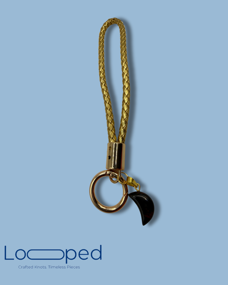 Golden Moon Leather Keychain