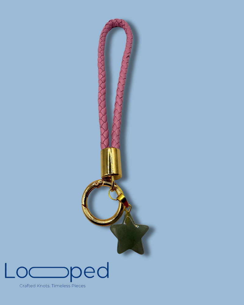 Rose Star Leather Keychain